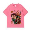 275 GSM Washed T-shirts 100% Cotton Demon Slayer V101 Tanjiro Print Unisex Heavy Cotton T Shirt