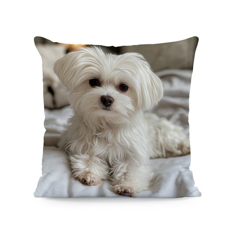 Bohemian Plush Pillow Cover with Charming Kittens Design, 45x45 Cm - Perfect for Living Room or Bedroom Decor