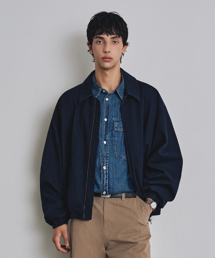 Costume O’Clock Cotton Curved Washed Blouson Jacket Navy Coosjk042Navy
