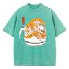 Retro T Shirt Vintage Washed  Cotton TShirt Japanese Style Wave  Graphic Tee Casual Streetwear Spring Summer