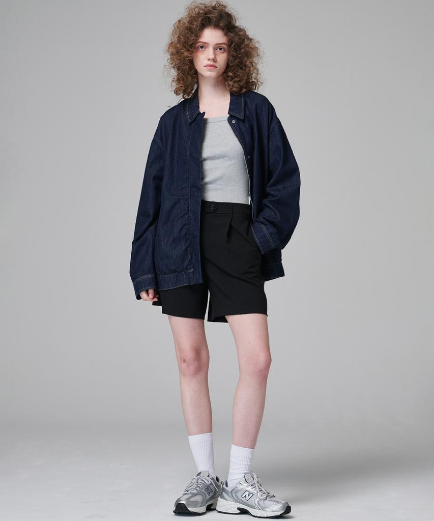 MALOUPE 2205 Summer One-Pleat Half Pants (Black)