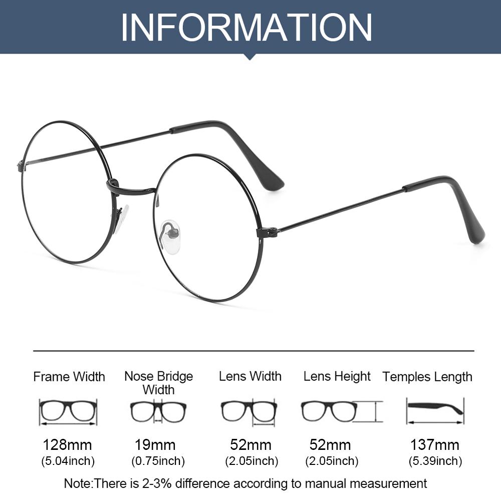Women Men Round Vintage Eye Protection Anti-Blue Light Eyeglasses Metal Glasses Ultra Light Frame