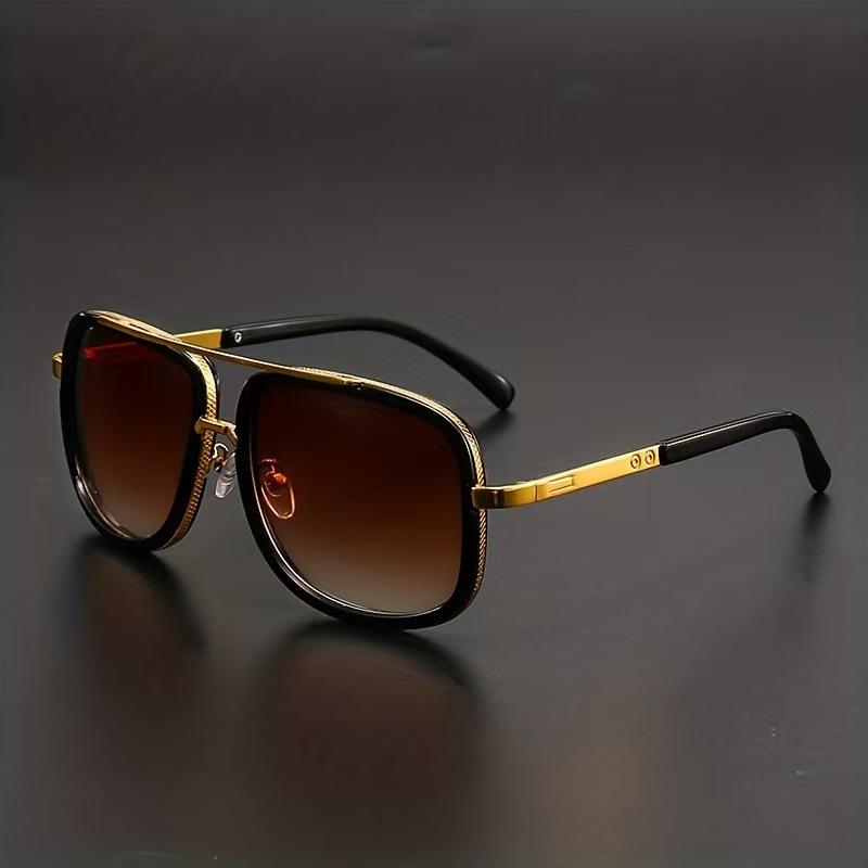 New Fashion Men Big Frame Sunglasses Men Square Metal Sun Glasses Women Retro Glasses High Quality UV400