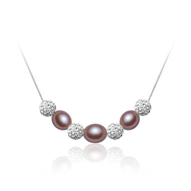 HENGSHENG Fine 8-9mm Pearl Necklaces for Women Wedding 4 Color Water Drop Necklace, 925 Sterling Silver Women Jewelry Necklace