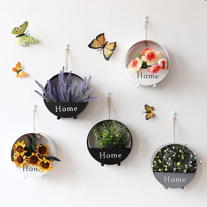Modern Round Iron Wall Vase Home Living Room Decor Bonsai Restaurant Hanging Basket Flower Pot Succulent Planter Herb Small Cast