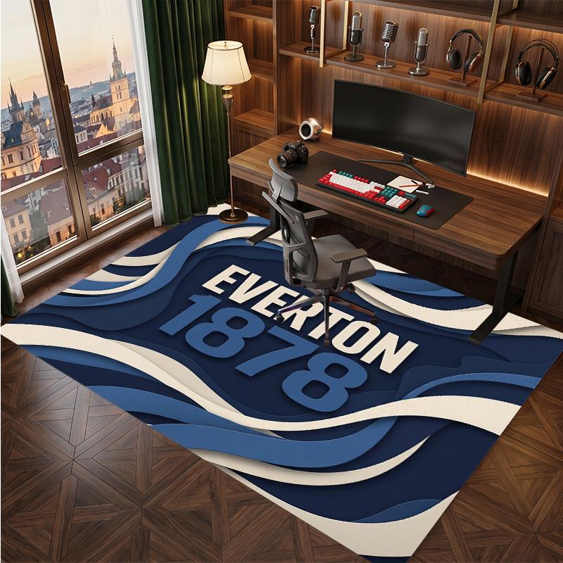 Everton Football Print Crystal Velvet Rug, Comfortable Water Absorbent Non Slip Indoor Floor Carpet