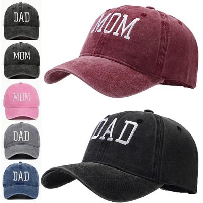 Férfi Női Vízszintes Sapka DAD MOM Hímzett Baseball Sapkák Állítható Hiphop Kopott Fakó Sapka Vintage Napvédő Sapkák