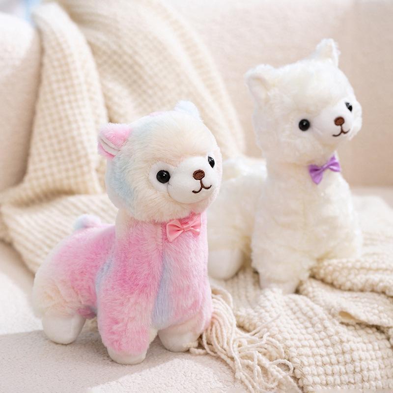Zoo Cute Alpaca Plush Toy Stuffed Animal 25cm Colorful Alpaca Doll for Kids Cuddling Sleeping Companion Soft PP