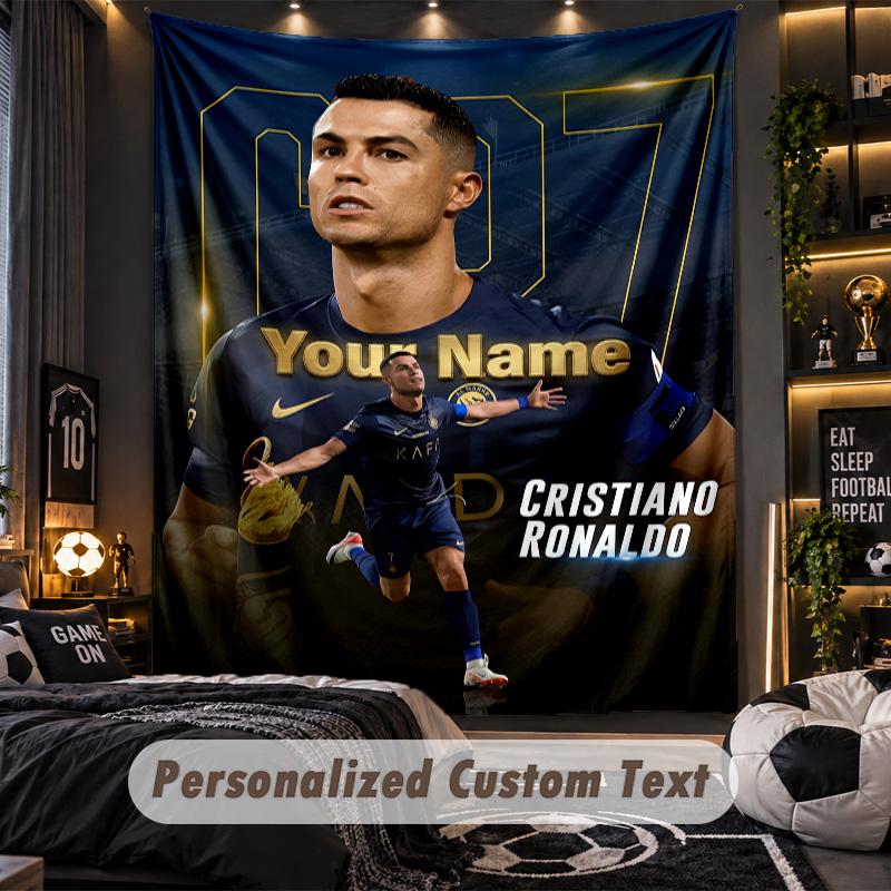 Kárpit Cristiano Ronaldo Egyedi Név Szöveg Személyre szabott Falra Akasztható Kárpit Otthoni Fal Dekoráció