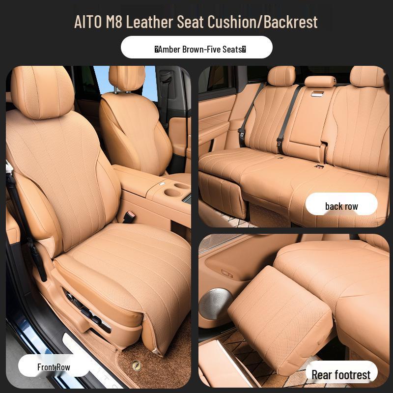 AITO M8 Nappa Leather Seat Cushion: Full Car, Five-Seat, Four Seasons, Eco-Friendly Ventilation, Auto Interior Accessories.
