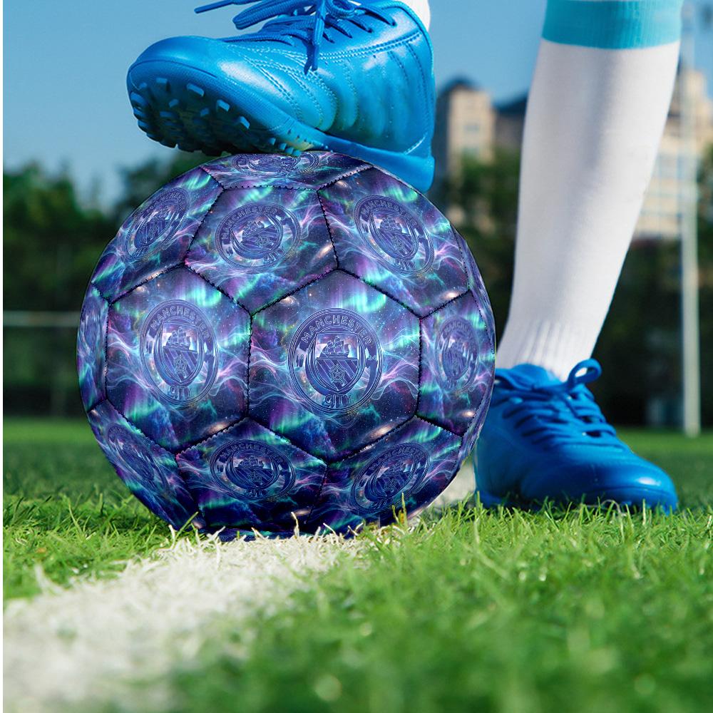 Manchester City Theme Soccer Ball Size 5 Soccer Ball Soft Touch Professional Training Football for Outdoor Sports