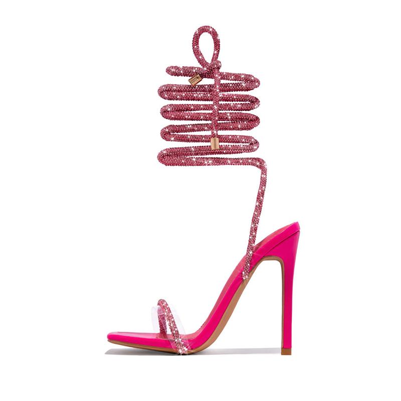Sexy Römischen Sandalen Frau Strass Strap Hohl Dünne High Heels Nachtclub Party Damen Kleid Schuhe