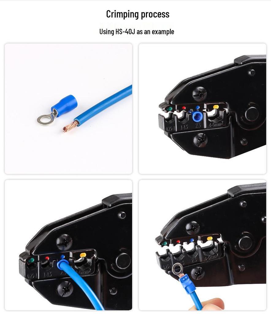 40J/03BC European Ratcheting Crimping Pliers for Pre-insulated, O-type, and U-type Terminals