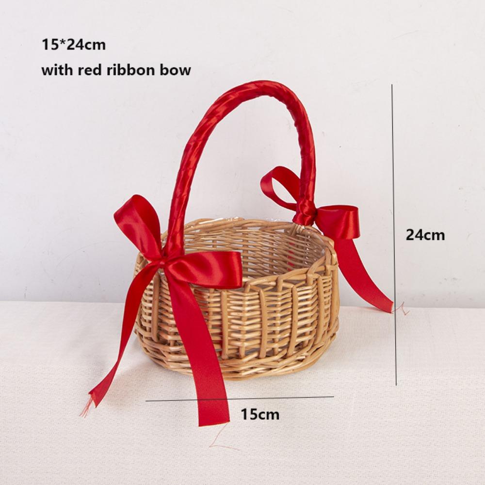 With Pearl Hand-held Weaving Flower Basket  Home Decoration /Restaurant Serving Tabletop Display