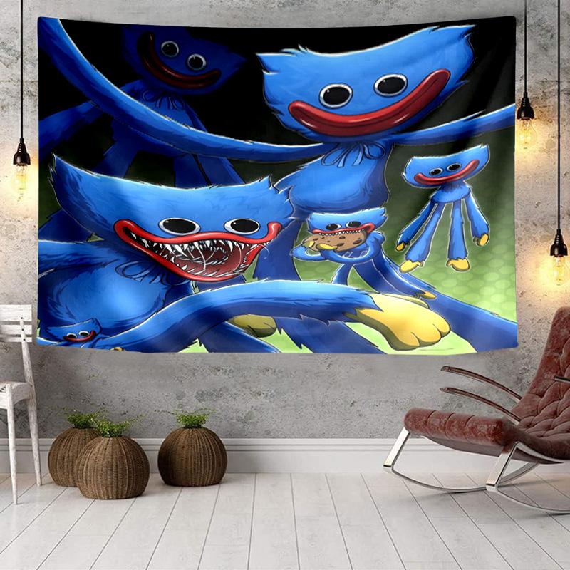Blue Monster Huggy Family Tapestry, Unique Design Tapestry, Wall Decor for Bedroom,Livingroom, Playroom,Heartwarming Fan Holiday Gifts