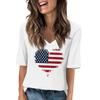 Magliette da donna con scollo a V, top a maniche corte, stampate per la festa dell'Indipendenza, casual estive, maglietta, camicetta