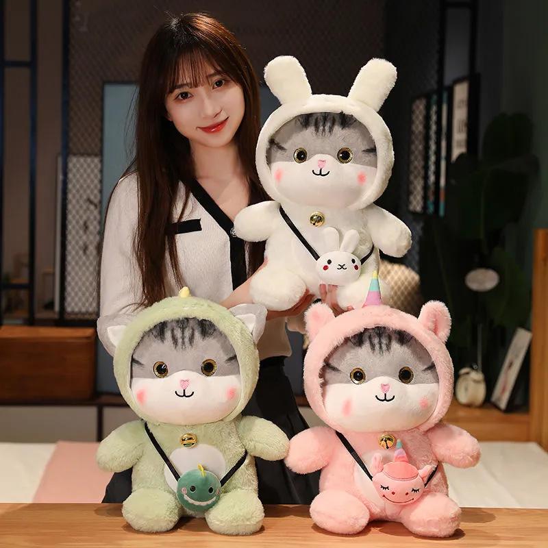 Poupée Chat Guérisseur Mignonne Jouet Chat en Peluche Poupée Confortable Poupée Oreiller de Sommeil pour Enfants Cadeau pour Filles Cadeau d'Anniversaire