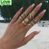 9pcs /Set Bohomia Gold Ring For Women Vintage Snake Shape Zircon Adjustable Ring  Gothic Jewelry Gift Anillos Mujer