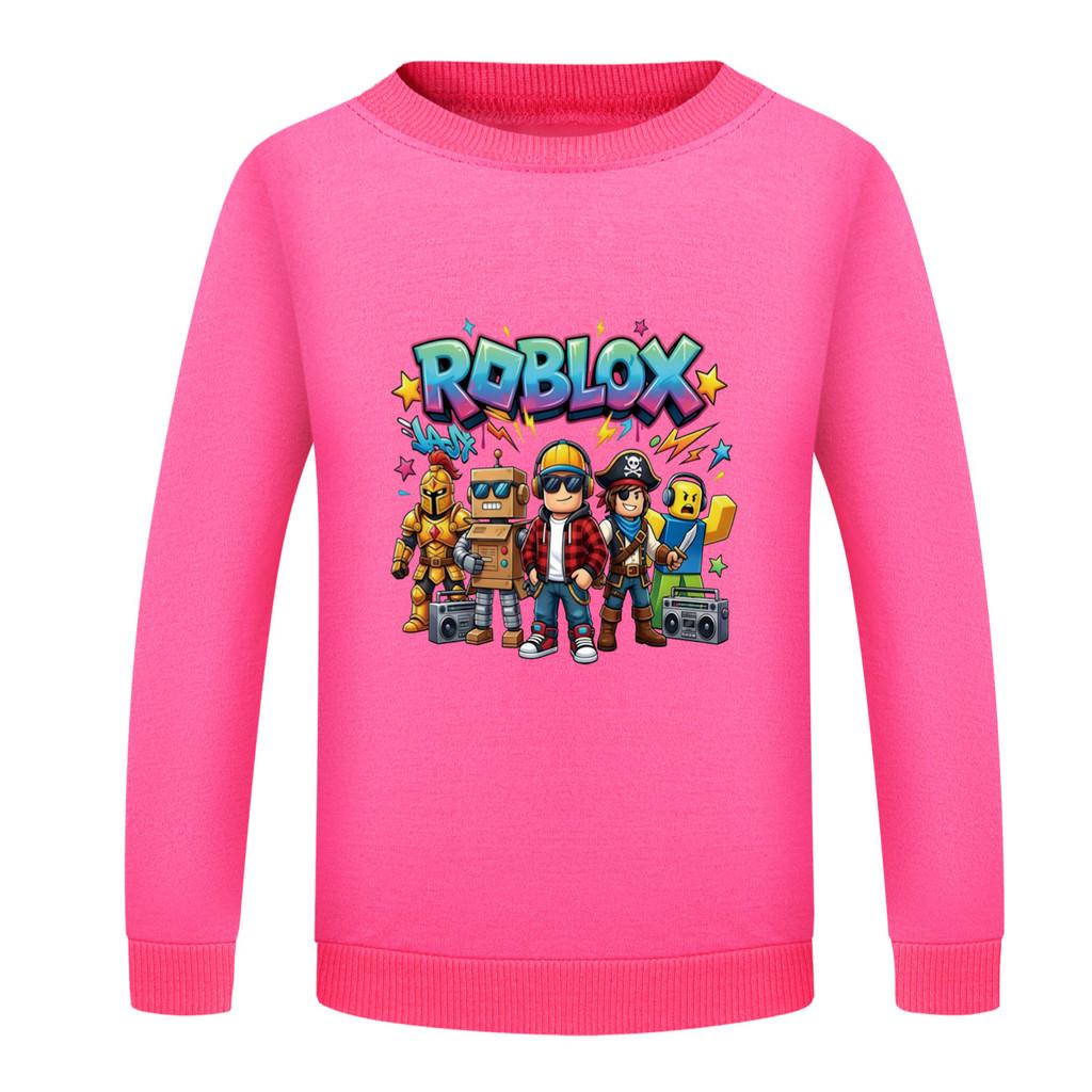 5574 Kids Boys Girls Roblox Print Round Neck Long Sleeves Sweatshirt