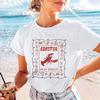Women's Casual Printed Short Sleeved Round Neck Cute Crayfish Pattern T-Shirt Women's Regular Versatile Clothing Top T-Shirt