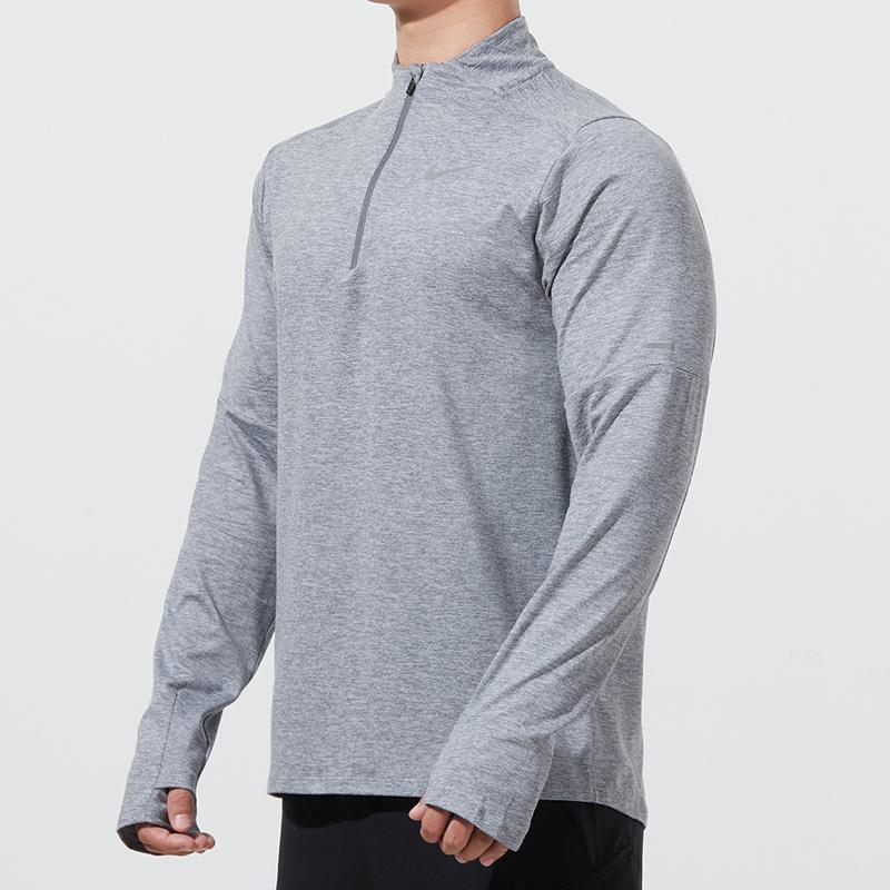 Nike T Shirts Men's Light Gray Stand Collar Moderate Straight Fit DD4757-084
