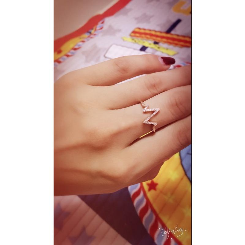 Fashionable New European and American Lightning Electrocardiogram Womens Zircon Ring