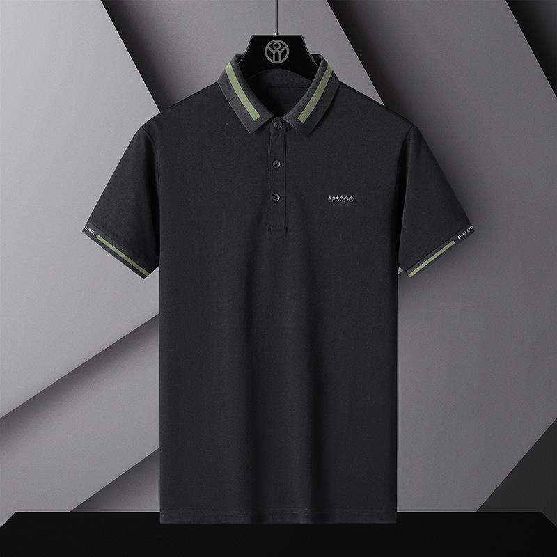 Men's Summer Polo Shirt T-Shirt Comfortable Breathable Splicing Tee Solid Color Loose Casual Lapel Short-Sleeve Shirt
