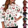 Damenmode, lässig, langärmelig, mit Weihnachtsdruck, Kapuzenpullover