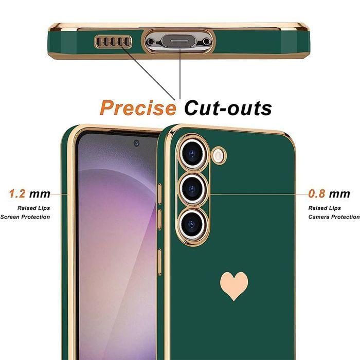 Protective Case - BOOLING - for Samsung Galaxy A17 5G/4G - Silicone Green Night Heart Pattern - 2 Glass