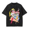Sailor Moon "Usagi Tsukino Bunny Ears Vintage Wash" Anime Black Women And Men T-Shirt