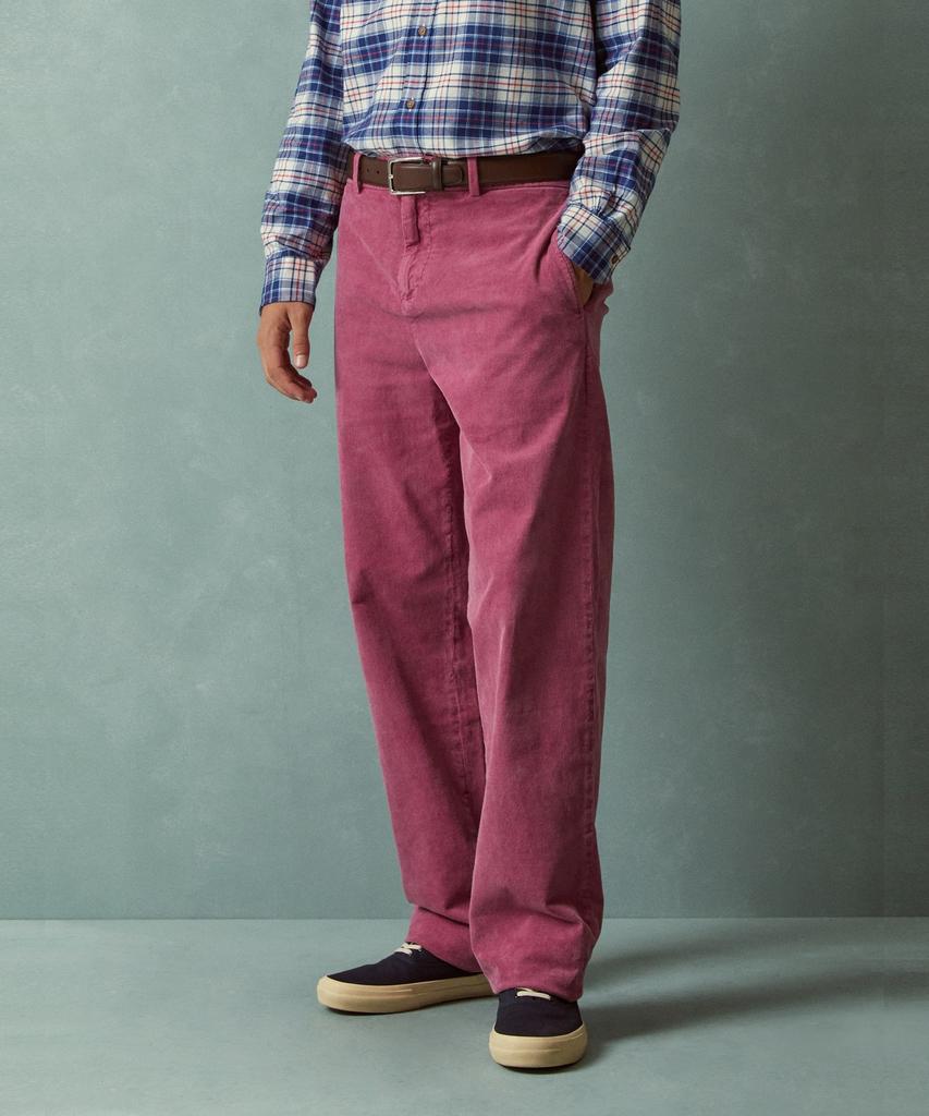 BROOKS BROTHERS Wide Fit Corduroy Garment Dyed Chino Pants (Pink) (Bbpcmnf405)