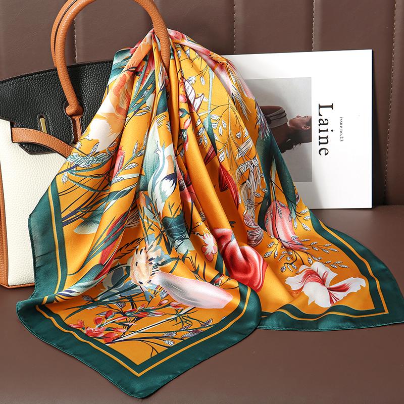 Luxury Brand Silk Scarf Square Women Shawls And Wraps Office Small Hair Neck Hijabs Kerchief Foulard Ladies Scarves 70*70cm