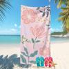 Boho Hand Drawn Flower Print Beach Towel Soft Quick Dry Sand-Free Beach Blanket Aesthetic Botanical Style Towel for Summer Beach