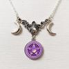 Gothic Triple Moon Round Crystal Glass Pendant Vintage Simple Chain Personality Necklace Jewelry