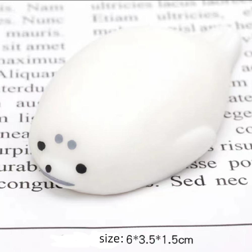 Kawaii Small Plush White Seal Stress Ease Healing Plaything Kids Gift Anti-Stress Ball Fingertip Squeeze Fun Toy Table Cute Ornaments
