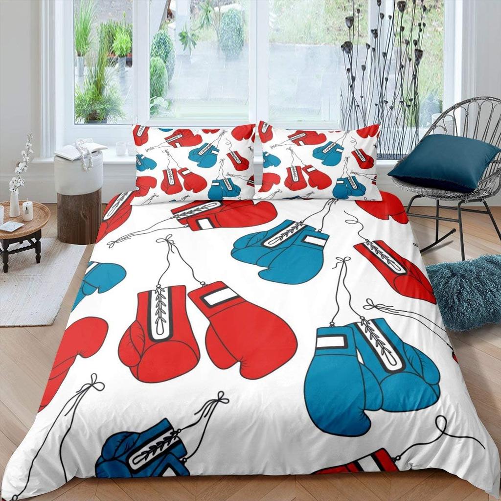 Boy Boxing Duvet Cover Twin Queen,Sports Games Theme Bedding Set Boxing Gloves Comforter Cover For Kids Teens Boxing Player Room