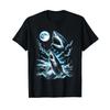 Shark Howling On The Moon Funny 90s Meme Affordable Graphic T Shirt Vintage Washed Homme Comfortable Slightly Streetwear Casual