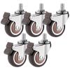 4PCS 1.5" / 2" Wheel Threaded Stem Swivel Casters No Noise Rubber Castor  for Baby Bed