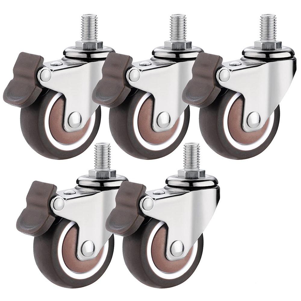 4PCS 1.5" / 2" Wheel Threaded Stem Swivel Casters No Noise Rubber Castor for Baby Bed