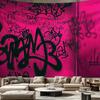 Graffiti Art Wall Tapestry Urban Street Style Pink Black Design Modern Decor Hip Hop Room Wallpaper Living Room Print