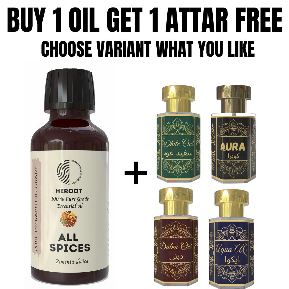 Óleo Essencial Todas as Especiarias 10ml para Aromaterapia e Fragrância de Casa com Attar Grátis – Aqua AQ, Oud de Dubai, Aura, Oud Branco