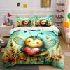 Cute Bee Illustration Home Decor Soft Comfortable Duvet Cover Bedding Set Included 1*Duvet Cover & 2*Pillowcases, Gift