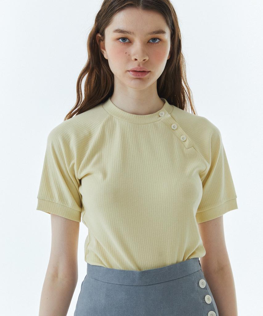 RAVEROUS Rvs Button Raglan T-Shirt Yellow