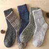 5/10 Pairs Autumn Winter Thickened Warm Wool Socks Casual Thick Knit Mid Calf Solid Colour Cotton Socks for Men with Wool Blended Comfortable