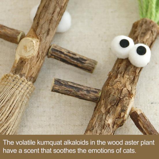 Silver Vine Cat Toy Natural Wood Cat Chew Toy Safe Teeth Cleaning Toy Cat Kicker Toy for Kitten Teething Solo Entertainment