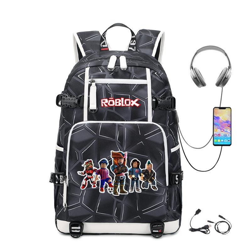 Cartoon Game USB Backpack Large Capacity Hiking Bag College Student Outdoor Travel Casual Daypack