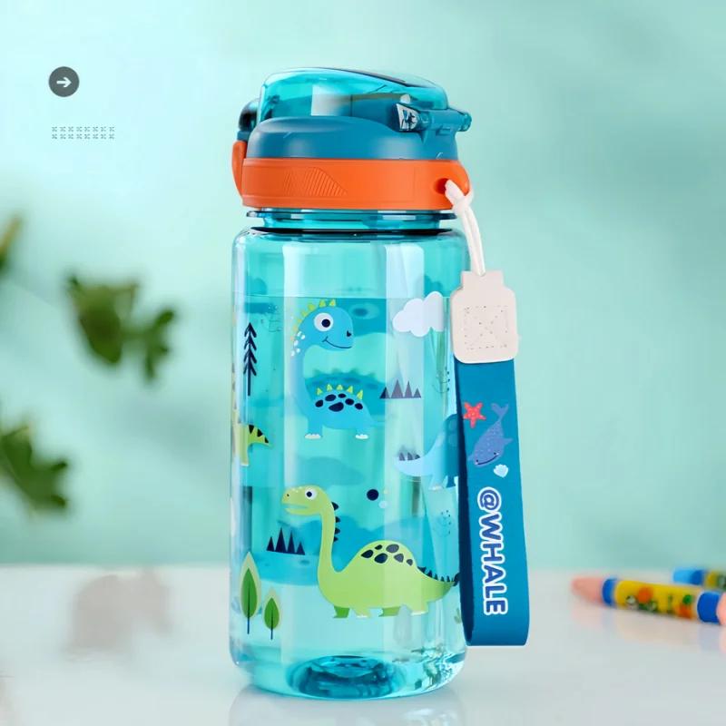 Garrafa de Água de Dinossauro Para Crianças Copo de Transição de Água Com Canudo de Silicone Garrafas de Água à Prova de Vazamento Copo de Água de Verão Para Crianças