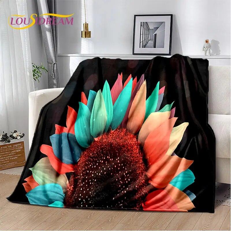 Nordische 3D-Gänseblümchen-Blume, weiche Plüschdecke, Flanelldecke, Überwurf, Decke für Wohnzimmer, Schlafzimmer, Bett, Sofa, Picknick, Bettdecke