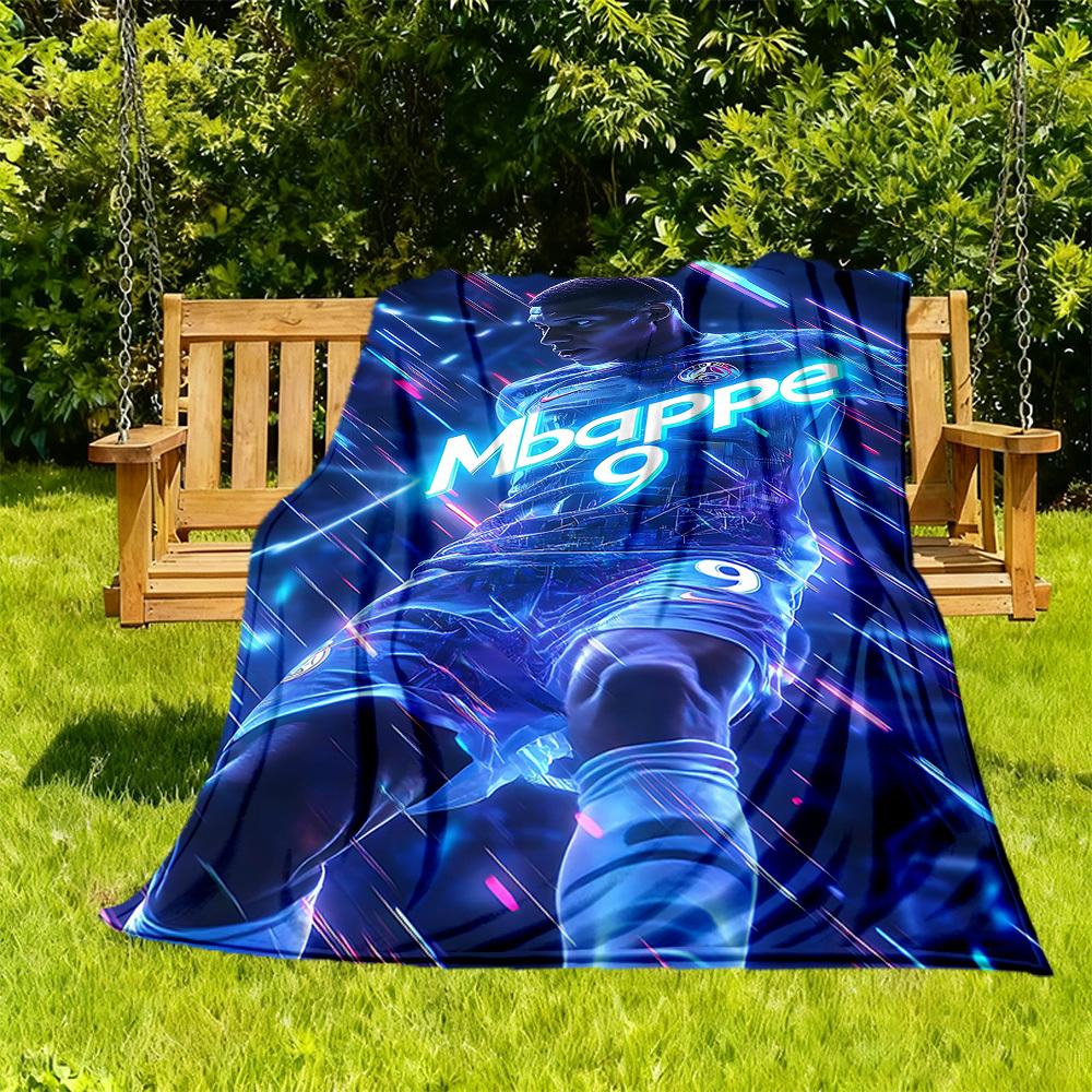 1 Stück Fußballstar Mbappé Outdoor-Decke Leichtes Flanell, Weich & Warm, Ganzjahresnutzung für Sofa, Outdoor, Camping, Wohnzimmer, Büro004