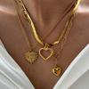 Stainless Steel Necklace Vintage Noble Texture Unique Heart Pendant Multi-style Chain Fine Necklace For Women Jewelry Party Wear
